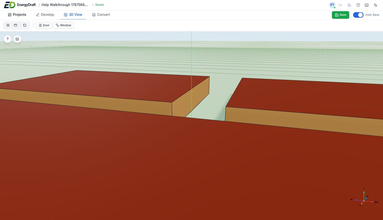 EnergyDraft 3D View of extruded building zones